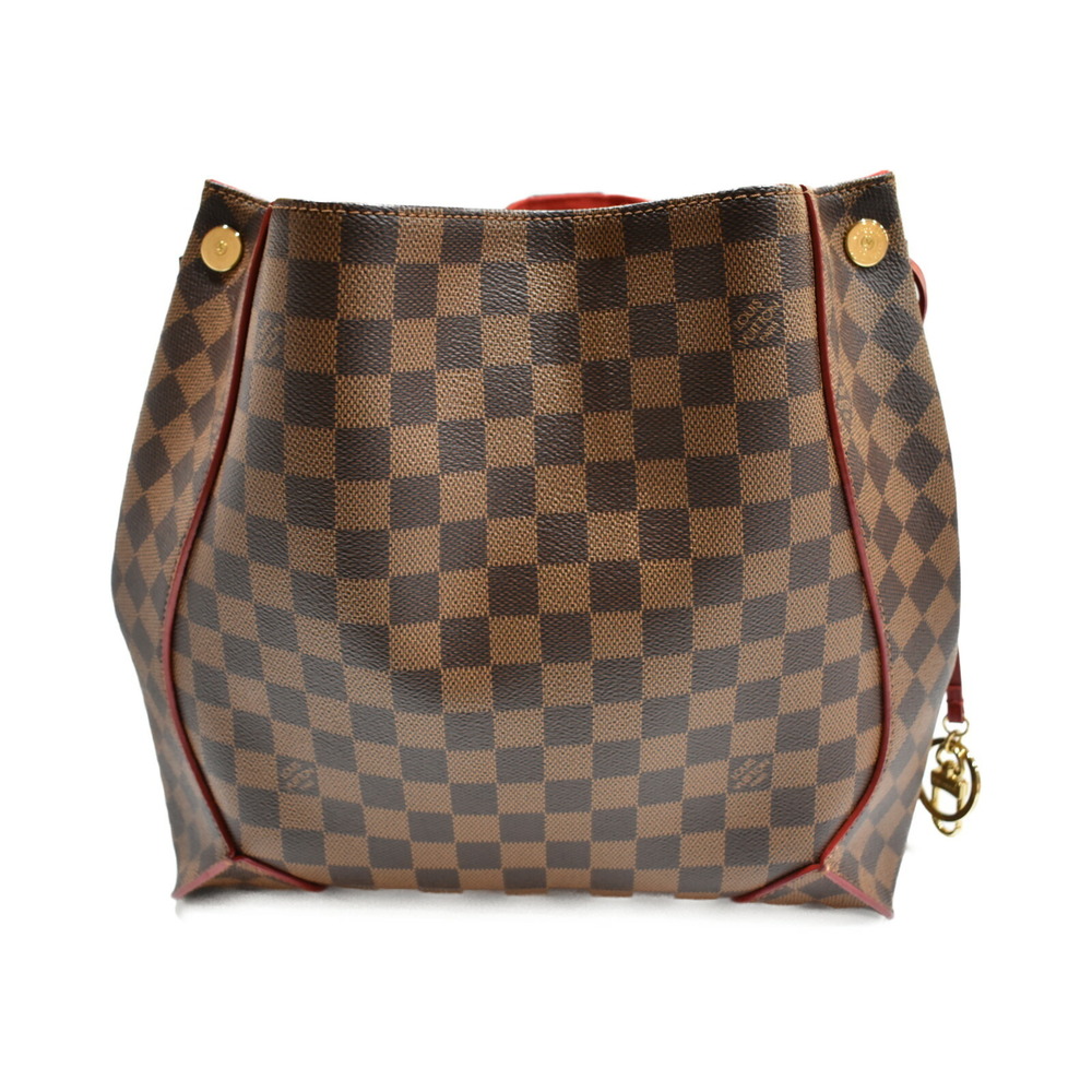 Louis Vuitton Damier Shoulder Hobo Bag Brown Ebene Kaisa Coated Canvas Red